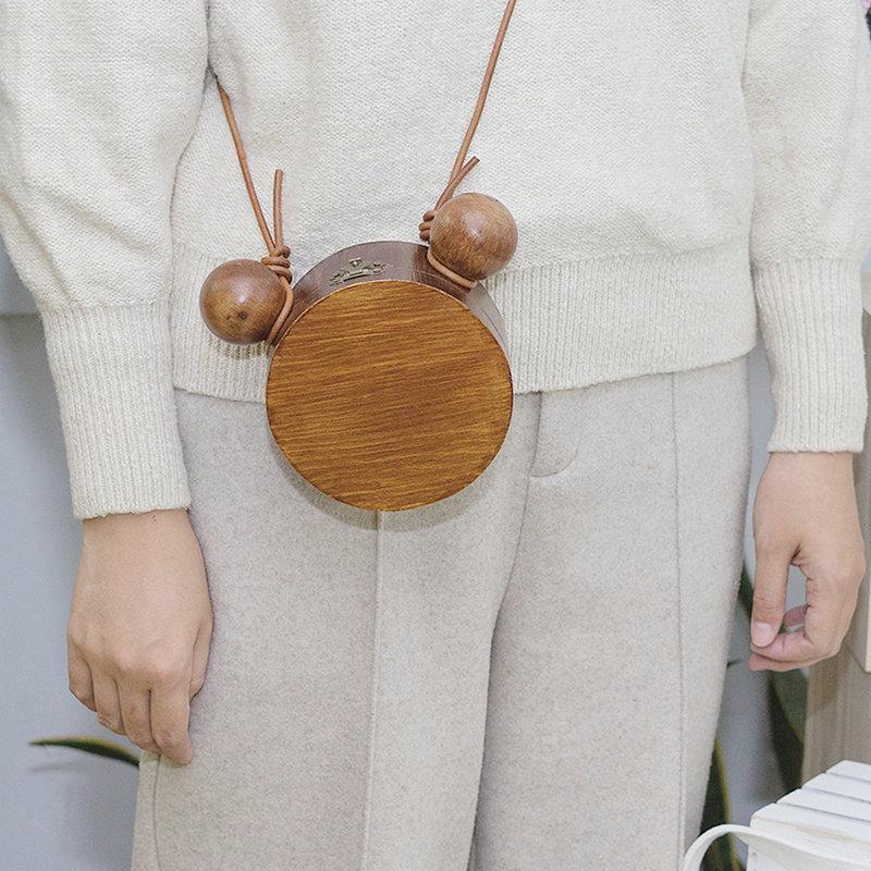 

Evening Bags Trong Original Handmade Nature Real Wood Bag Unique Chain Clutch Luxury Retro Cute Mouse Shaped Shoulder Wooden Messenger, Picture shown