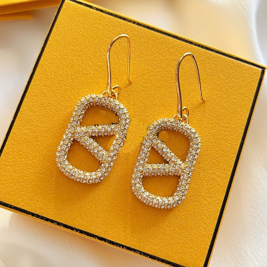 

2023 women's earrings designer luxury gold double V letter 925s silver jewelry classic box