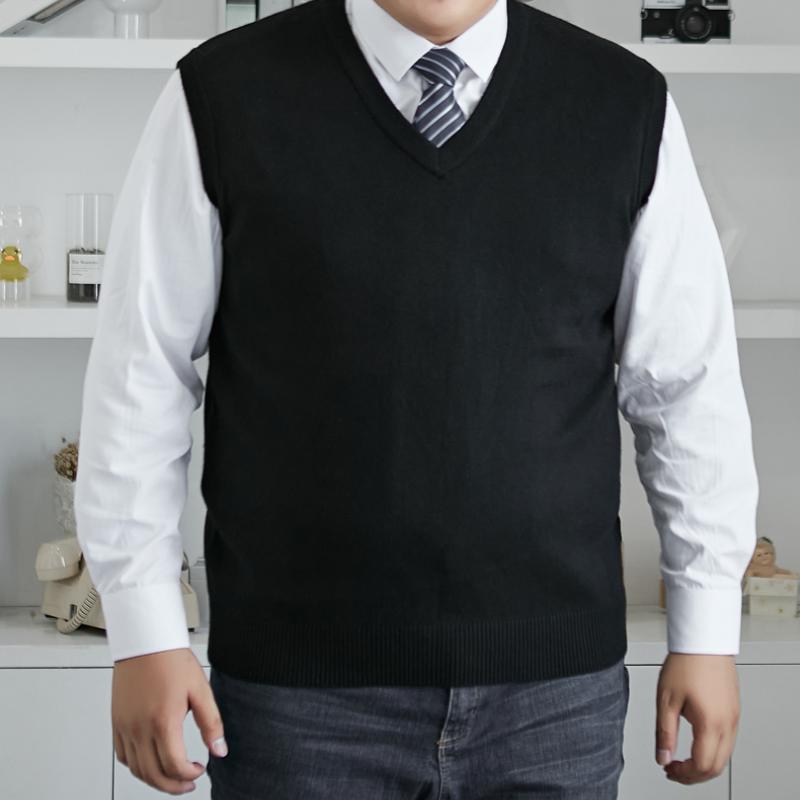 

Men's Vests Men Knitted Vest Pullover Warmth Fashion V-neck Business Casual Office High-quality Brand Male Sweater Jacket, Navy blue