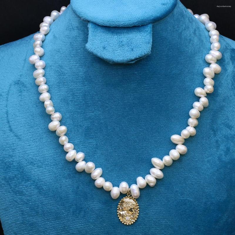 

Chains Natural Freshwater Pearl Rice Bead 5-6mm Sculpture Pendant Necklace For Women Charming Elegant Wedding Banquet Jewellery Gift