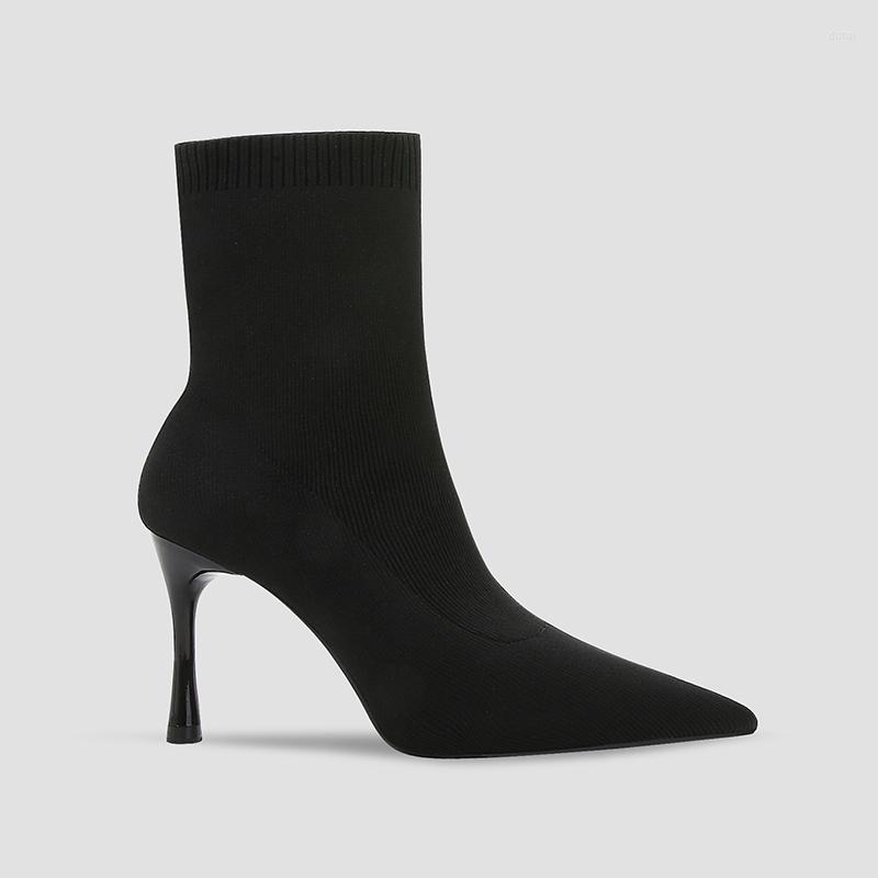 

Boots Stretch Socks Short Stiletto High Heels Women's Naked Spring And Autumn Single Thin, 8 cm velvet