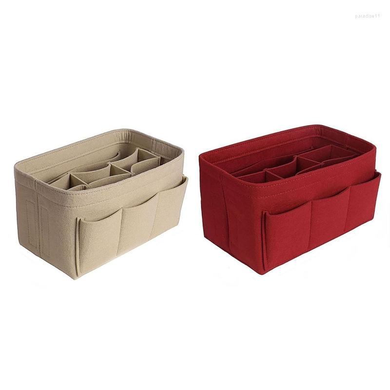 

Cosmetic Bags ASDS-2 Pcs Women Felt Cloth Inner Bag Fits In Insert Handbag Multi-Pockets Storage And Personal Belongings Organiz, Green