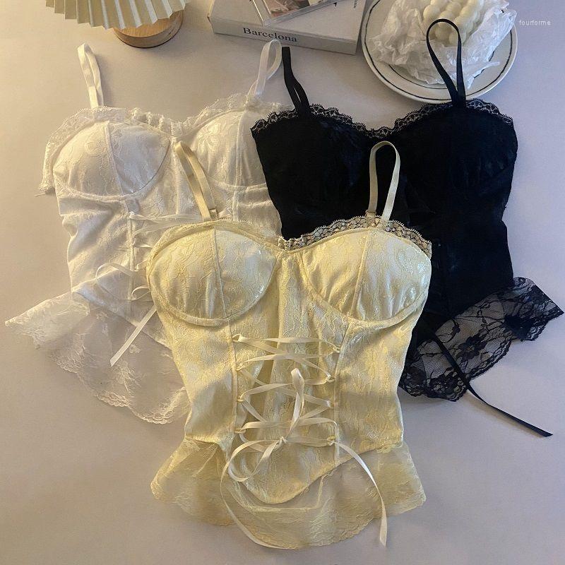 

Women's Tanks Tank Top Lace Halter Crop Tops Women Summer Sexy Camis Bandage Backless Camisole Casual Tube Female Sleeveless Cropped Vest, Random color