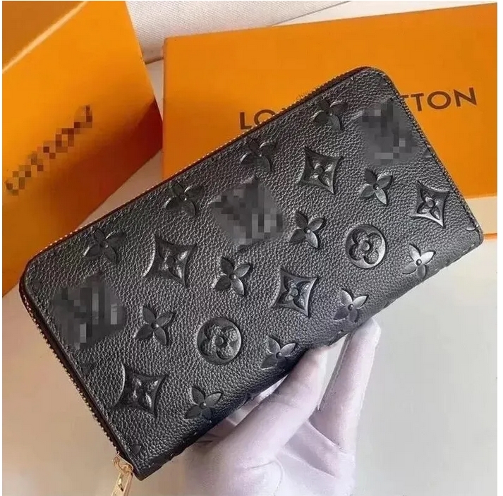 

New 2021 Wholesale 6 Colors Fashion Single Zipper ORGANIZER Designer Men Women Leather Wallet Lady, Coffee grid