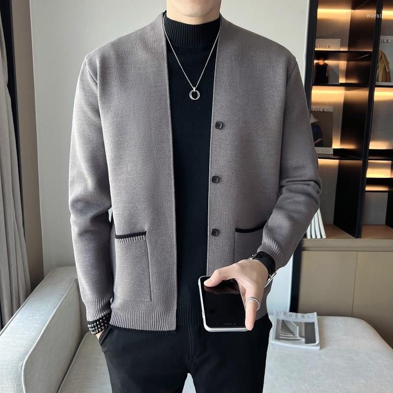 

Men's Sweaters High End Fashion Knitting Cardigan Sweater Men's Designer Korean Casual Long Sleeve Coat Jacket Wear 2023, Black