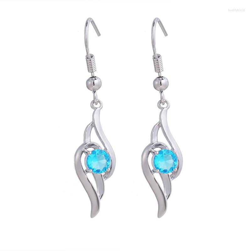 

Dangle Earrings AMC Luxury Long Light Blue Crystal With Hook Cubic Zirconia Drop Earring Party Jewelry Gift For Women
