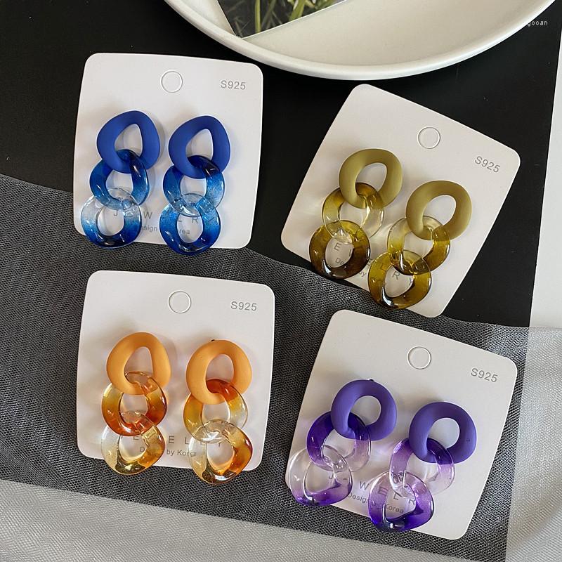 

Stud Earrings Transparent Candy Color Simple Vintage Acrylic Chain Long For Women Fashion Jewelry 2023