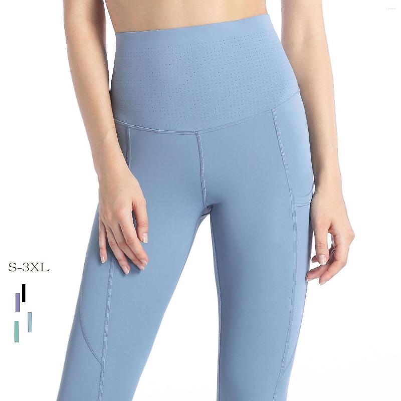 

Active Pants -3XL Plus Size High Waist Stretchy Gym Leggings Solid Mesh Hole Breathable Sport Push Up Tights With Pockets, Black