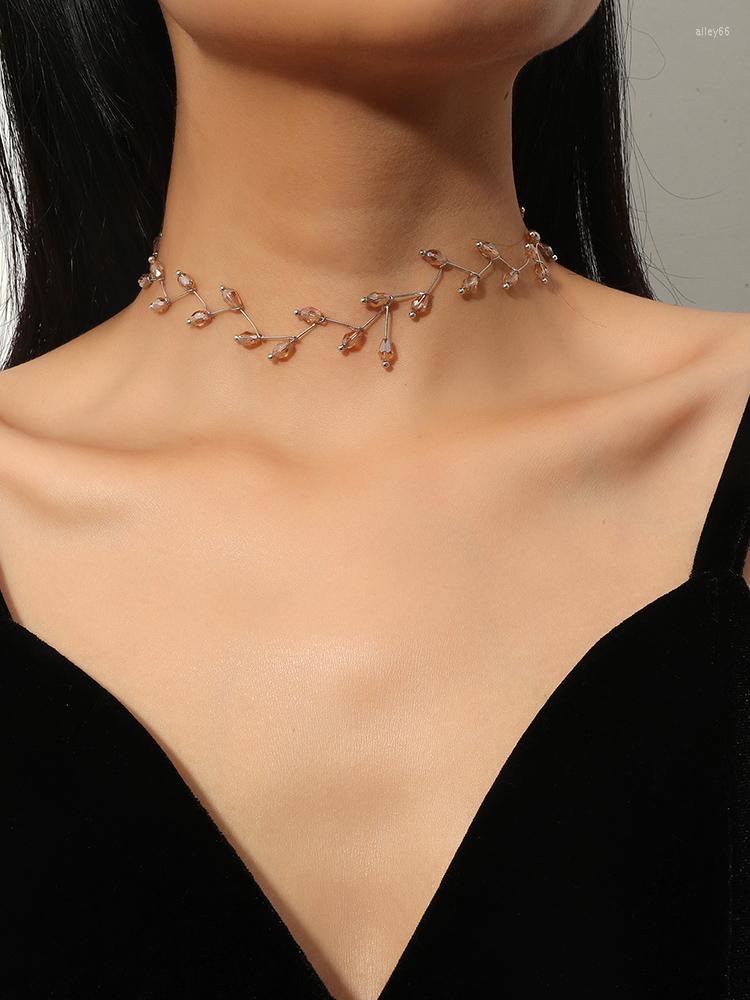 

Choker Fashion Crystal Glass Link Chain Necklace For Women Fine Jewelry 2023