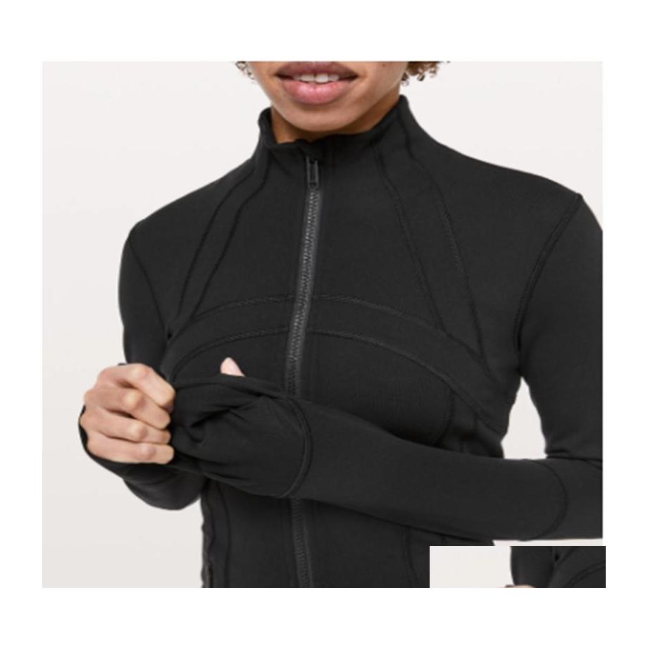 

Yoga Outfit Lu Gym Jacket Define Top Sweatshirt Woman Nylon Slim Stand Collar Fitness Sport Running Workout Coat Activewear With Log Dhlk9, 0007