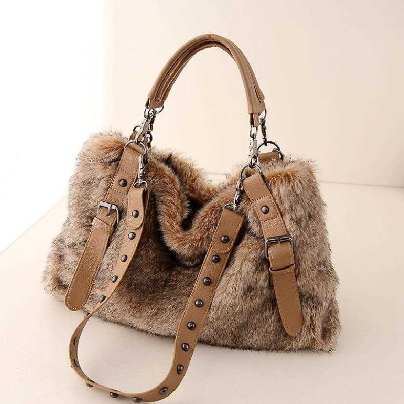 

Women Handbag Shoulder Bags hand Single-shoulder fur Women's New women's bag ladies Messenger high quality Bag, Graph color