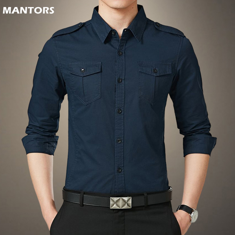 

Men's Casual Shirts Cotton Military Shirt Men Polo Long Sleeve Casual Business Shirt Male Cargo Work Shirts Solid Color Oversize 5XL 230217, Nbgs6620khaki
