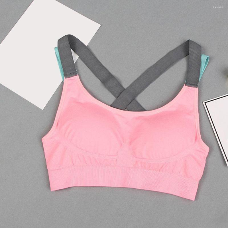 

Yoga Outfit Women Girl Nylon Crossed Back Quick-drying Shockproof Sports Bra Tops For Running Fitness S