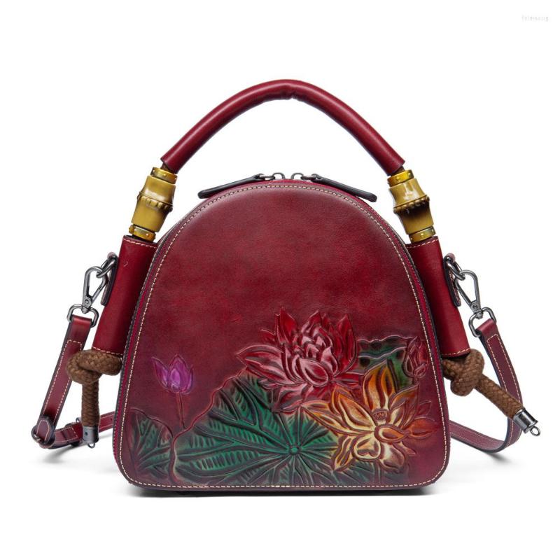 

Evening Bags Genuine Leather Shoulder Bag Retro Women Vintage Messenger, Brown