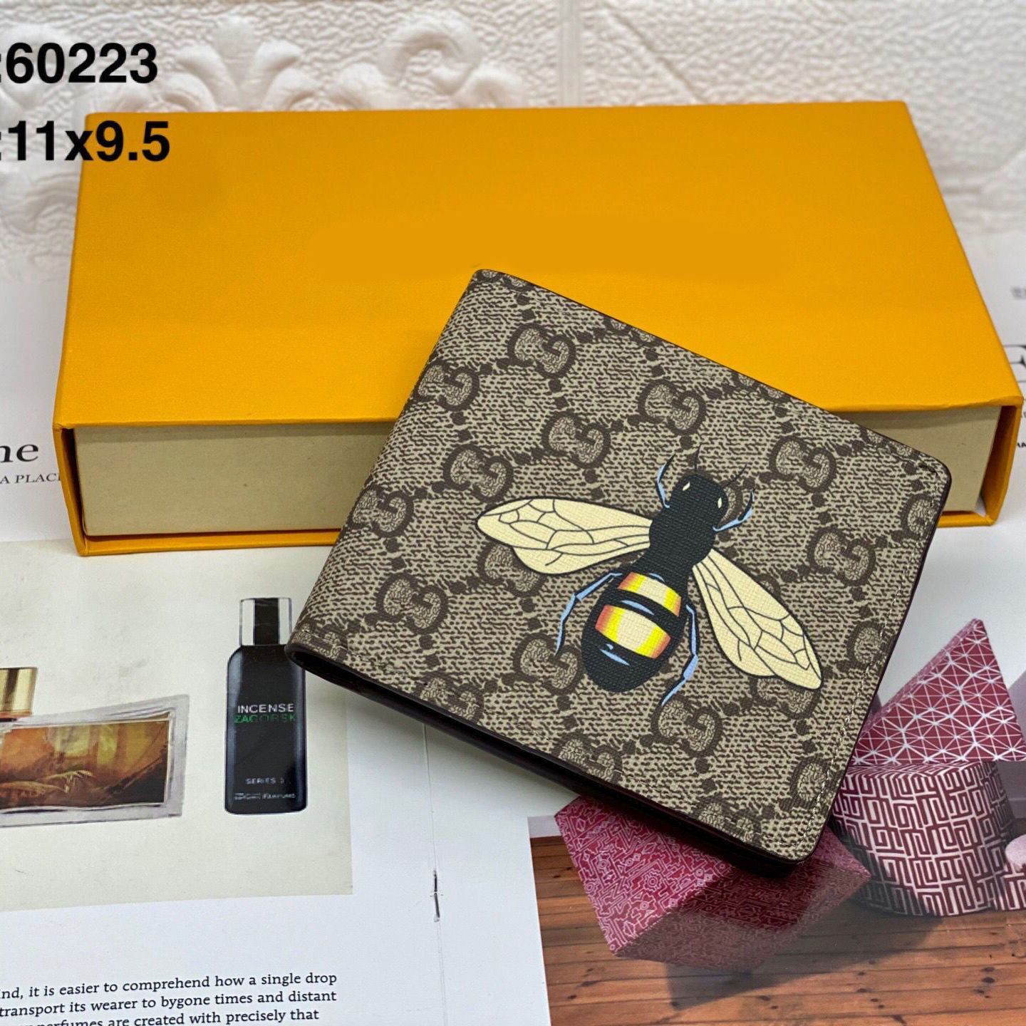 

Men Animal Designers Fashion Short Wallet Leather GG Black Snake Tiger Bee Women Luxury Purse Card Holders With Gift Box Top Quality, Brown bee