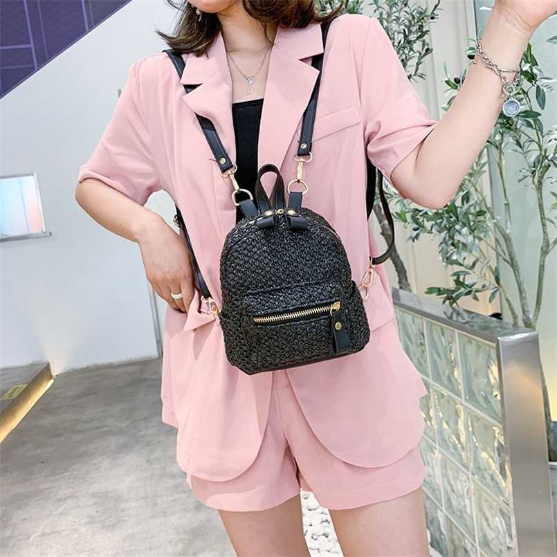 

Bag female new woven backpack urban simple leisure straw bag, Green6