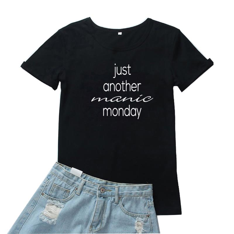 

Women' T Shirts Just Another Manic Monday Women Personality Letters Print Shirt Vintage Harajuku Tops Tshirt With Saying, Solid