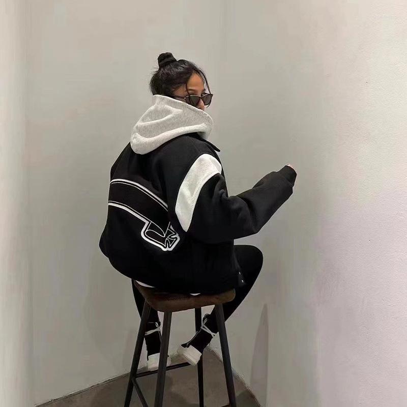 

Men' Jackets ASKYURSELF Coat Men Women 1:1 Patchwork Embroidered Jacket, Black