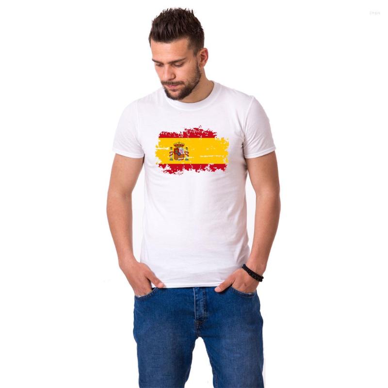

Men' T Shirts BLWHSA Spain National Flag For Men Fashion Short Sleeve Nostalgic Fans Summer Games Cheer T-shirts, White