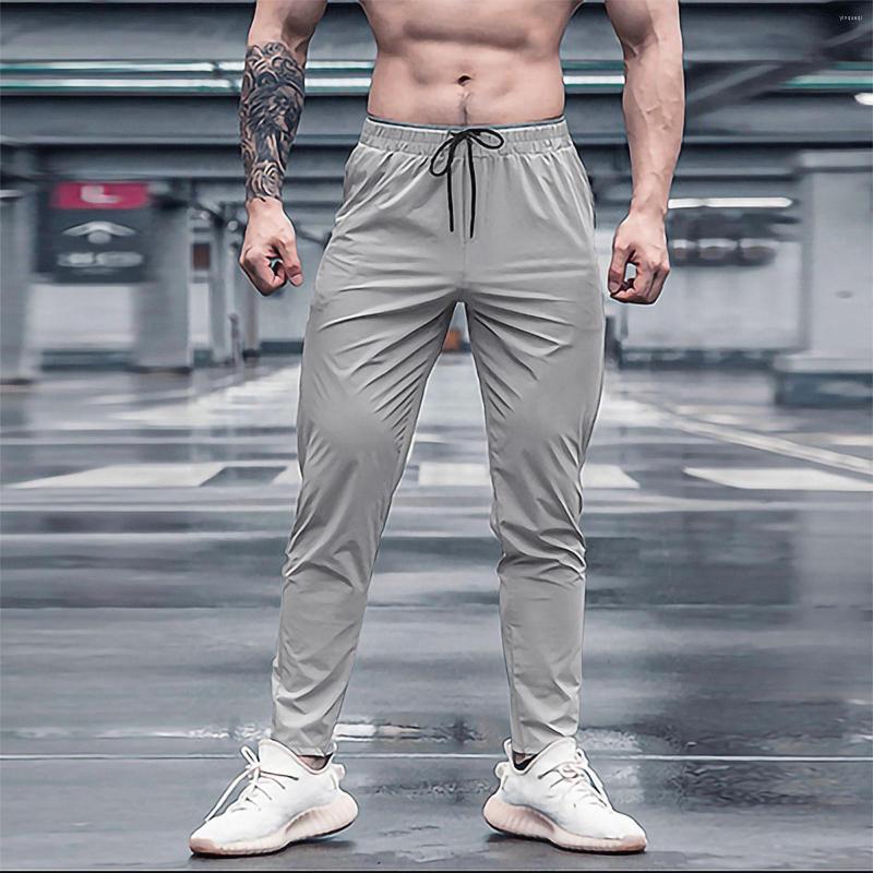 

Men' Pants Mens Casual Fitness Sports Loose Solid Color Lace Up Apparel Men, Grey
