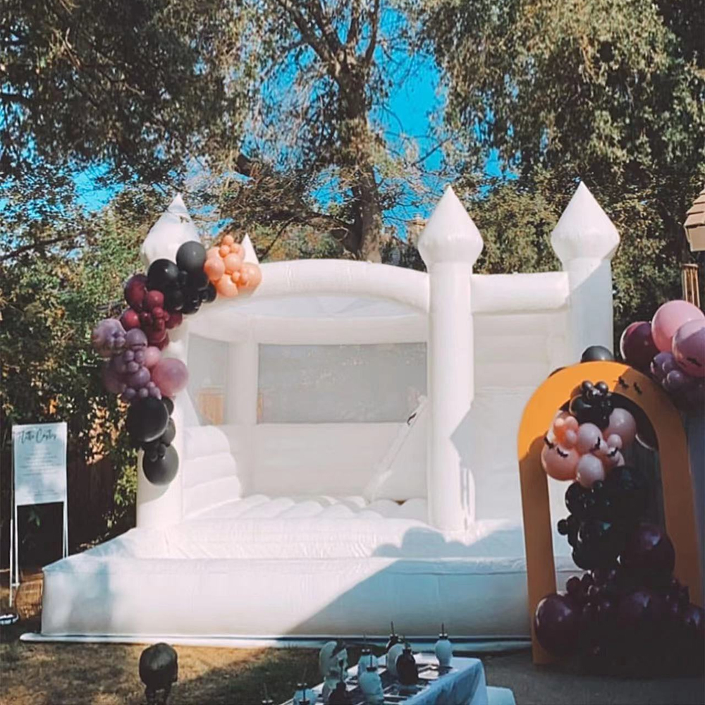 

Commercial inflatable White Bounce house With Slide And Ball Pit PVC 3 in 1 Wedding Jumper Moonwalks Inflatable Bridal Bouncy Castle include blower free ship