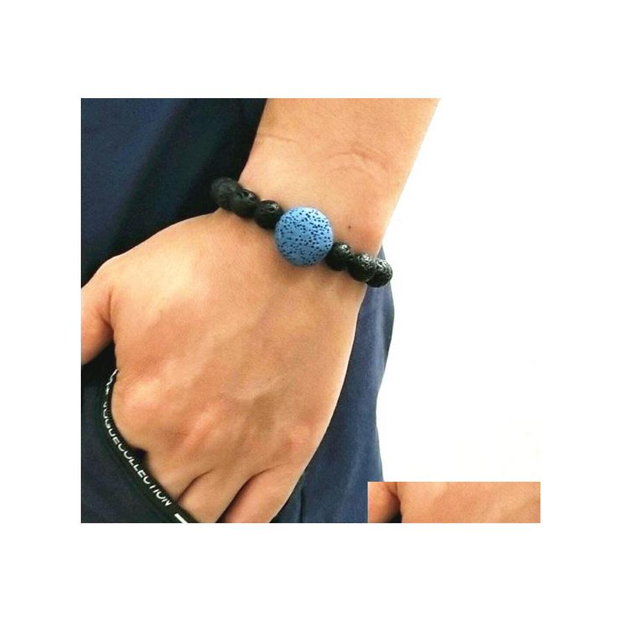 

Charm Bracelets 10Mm Black Lava Stone Bracelet Diy Colourf Volcanic Aromatherapy Essential Oil Diffuser For Women Men Jewelry Drop De Dhims