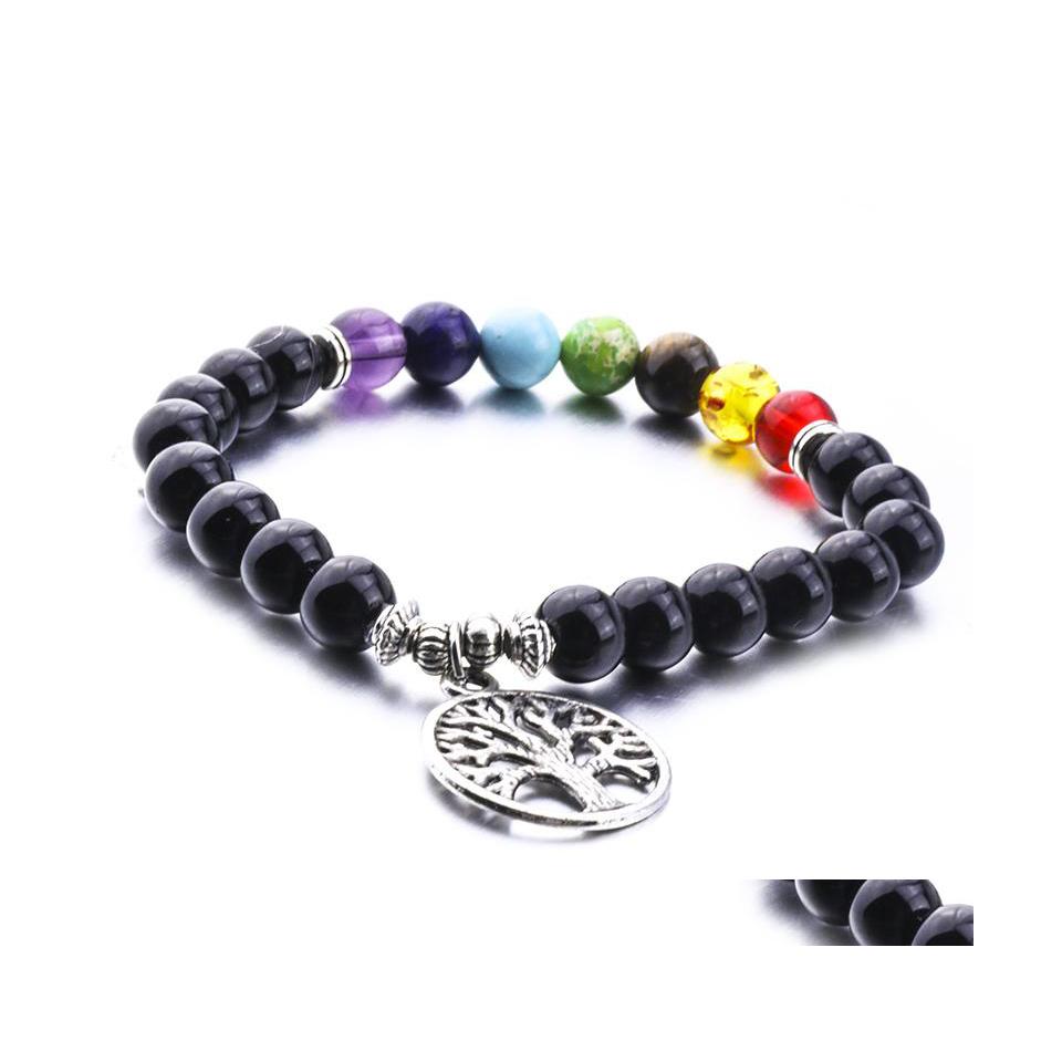 

Charm Bracelets 8Mm Natural Stone 7 Chakra Bracelet Of Strand For Women Men Jewelry Drop Delivery Dh0Hv