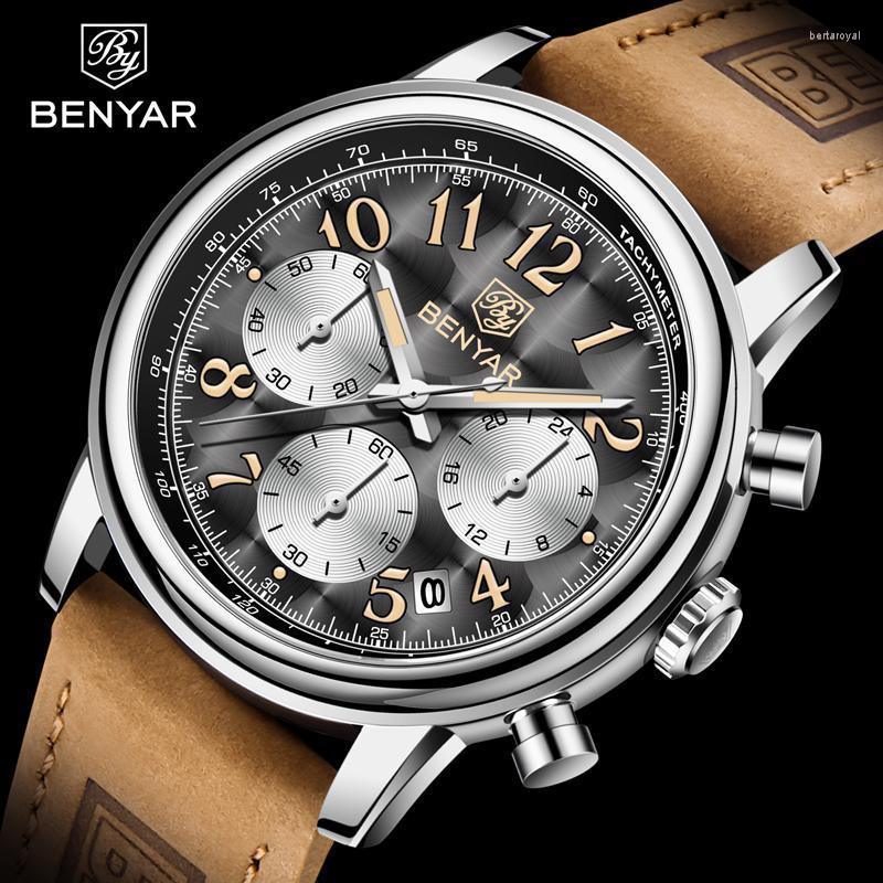 

Wristwatches Mens Watches 2023 BENYAR Quartz Watch For Men Top Chronograph Sports Waterproof Military Fashion Luminous ClockWristwatches Wri, Black