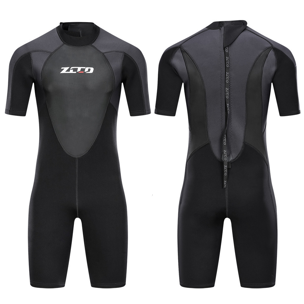

Men's Swimwear 1Set  Men Short Sleeve Patchwork Wetsuit Onepiece Neoprene Zip Wet Suit Spearfishing Swimming Urban Beach M4XL 230217, Black