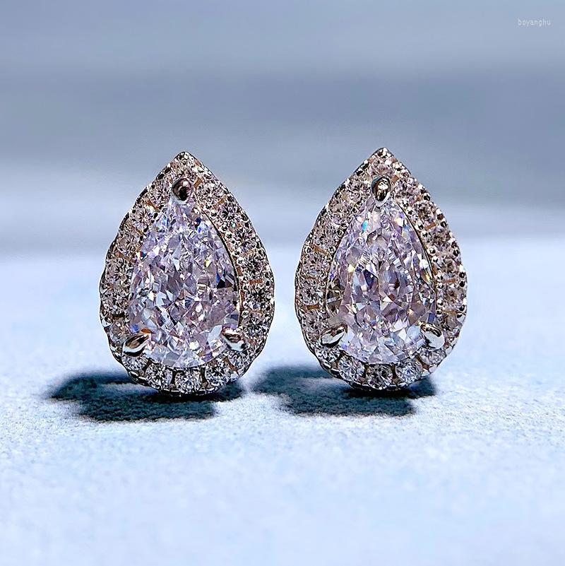 

Stud Earrings 925 Silver Imported High Carbon Diamond 5 8mm Pear Shaped Water Drop Zircon Cross-border Ins