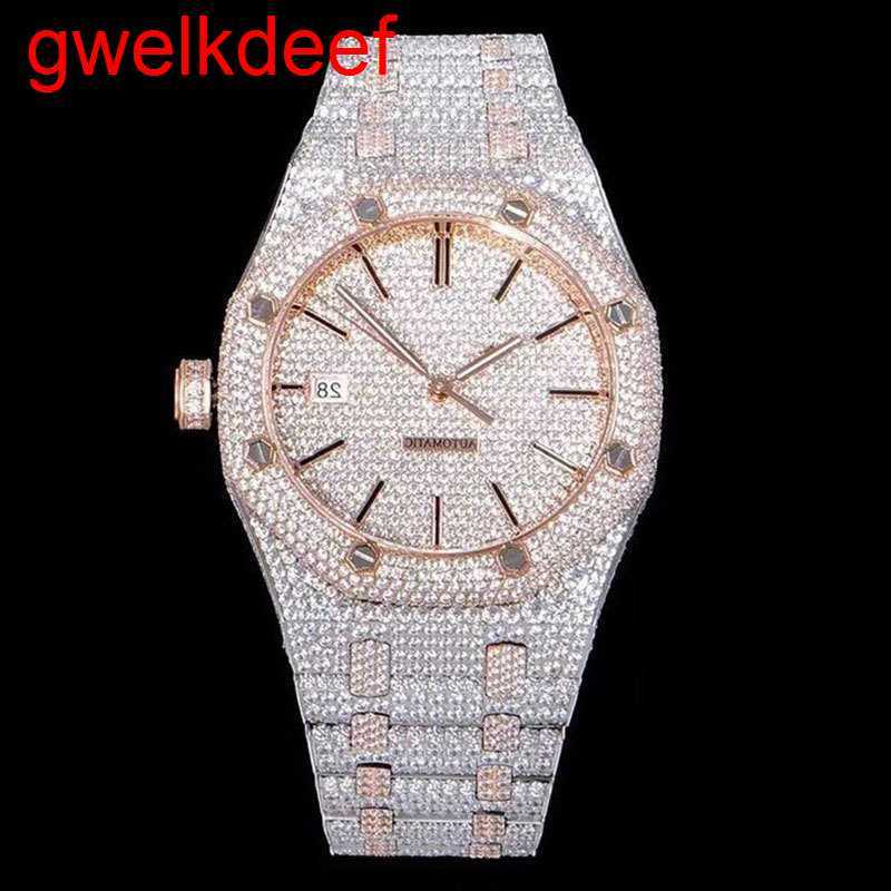 

Wristwatches Luxury Custom Bling Iced Out Watches White Gold Plated Moiss anite Diamond Watchess 5A high quality replication Mechanical KRXW, Silver