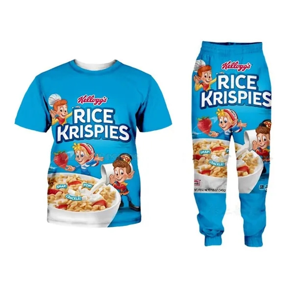 

New Fashion Women/Mens Candy Snack Bag Chocolate Sauce Funny 3d Print T-Shirt / Jogger Pants Casusal Tracksuit Sets, The colors on the picture