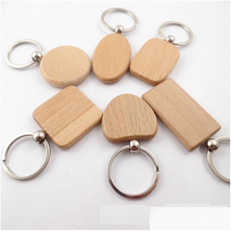 

Keychains Lanyards Epack 30Pcs Customize Diy Blank Wooden Key Chain Rec Heart Round Ellipse Carving Ring Wood Drop Delivery Fashio Dhu7J