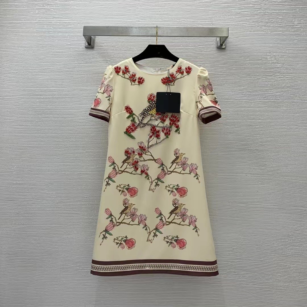 

Street Style Dresses 2023 New Spring Summer O Neck Short Sleeve Print Fashion Milan Runway Dress Designer Brand Same Style Women' 0217-7, Picture color