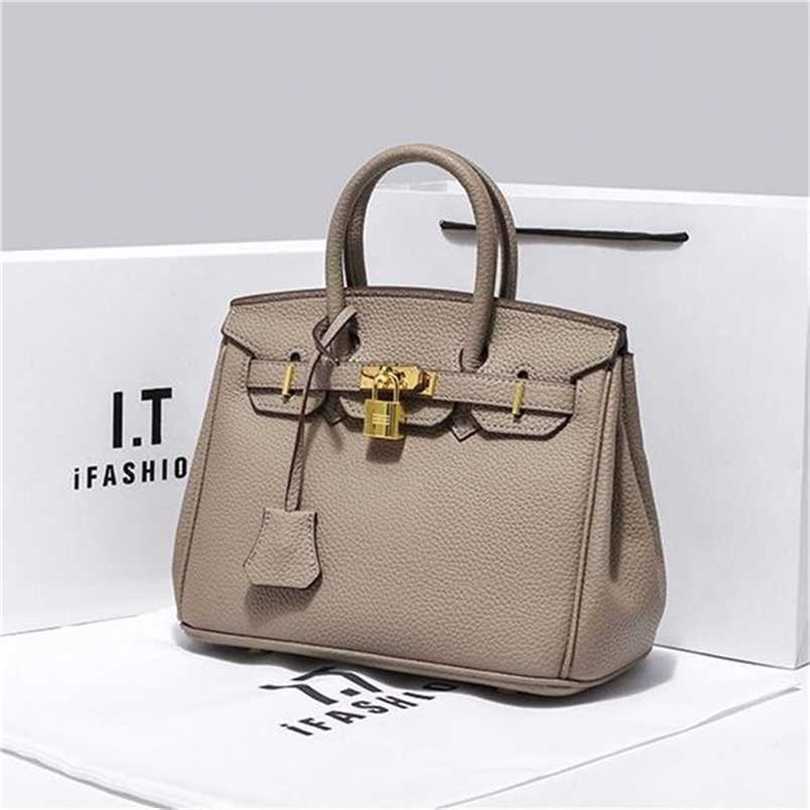 

Real Herme Bags Birkin Women leather bag 2022 spring summer highquality light luxury handbag large capacity tot women's bag, Elephant grey large 30cm