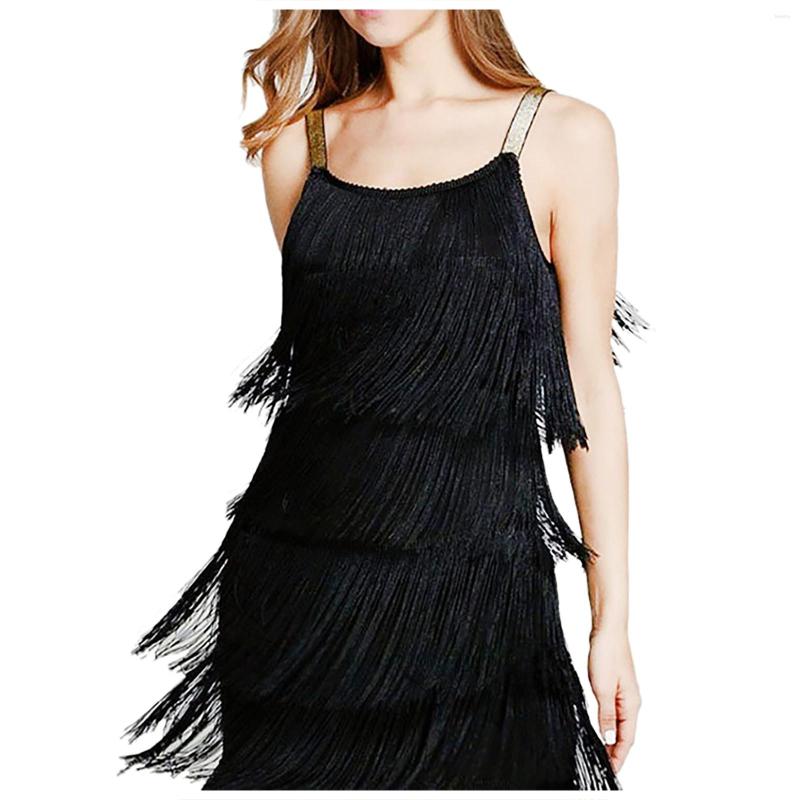 

Casual Dresses Sexy Fringed Sequin Stitching Dress Women 2023 Summer Slim V-Neck Off Shoulder Female Backless Slip Mini Robe, Black