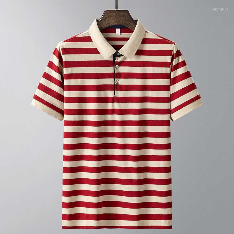 

Men's Polos 2023 Summer Classic Short Sleeve Polo Shirt Slim Oversized Top Cotton Striped Casual Retro, Red stripe