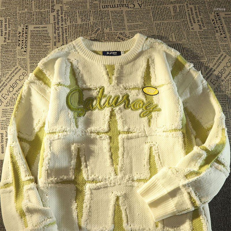 

Men's Sweaters American Vintage Men's Knitting Sweater Harajuku Oversize Autumn Winter Jacket Overcoat Fashion Pullover Couple Clothes, Black