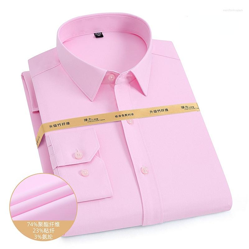 

Men's Casual Shirts 2023 Bamboo Fiber Long Sleeve Shirt Men Solid Color Business Formal Men's Slim Elegant Mens Clothing, L1756