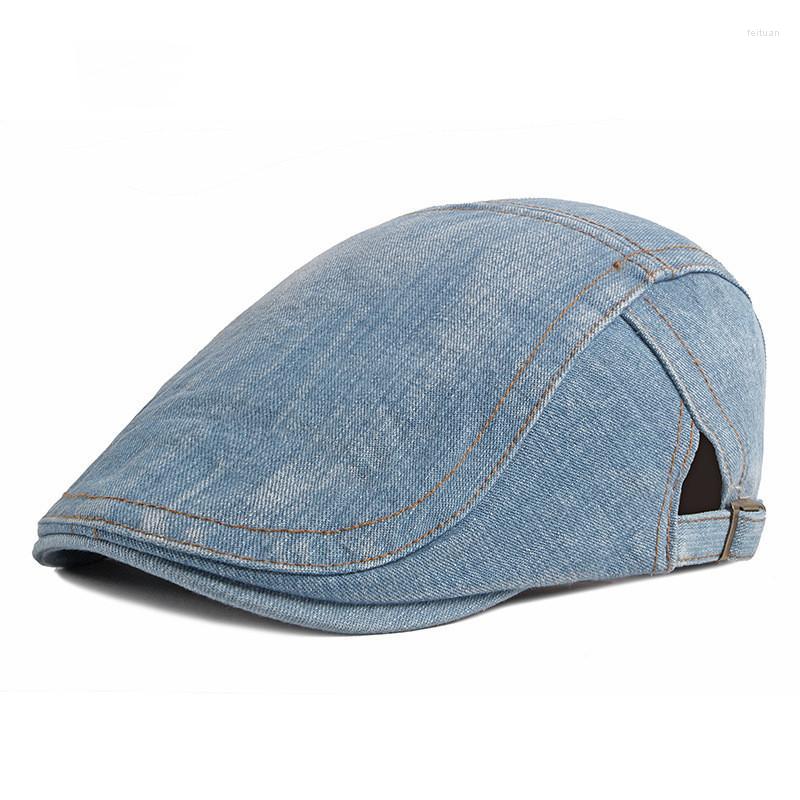 

Berets Ldslyjr 2023 Washed Denim Spring Summer Solid Color Sboy Caps Flat Peaked Cap Men And Women Painter Beret Hats 85, Blue