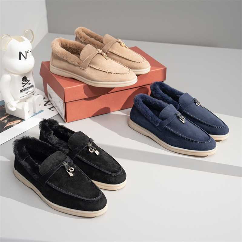 

Italy Original Designer Shoes Rolopiana LP new Lefu shoes Rex rabbit fur winter thermal insulation deep flat women's single genuine leather, Black2