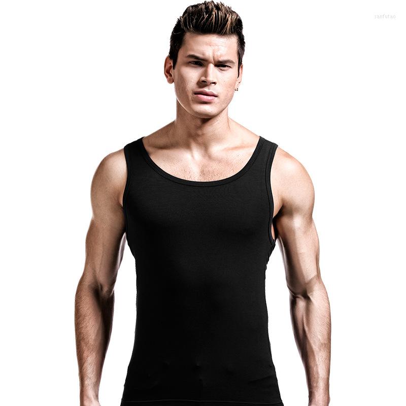

Men's Tank Tops 2023 Summer Men Clothing Loose Casual Gym Round Neck T Shirt All-match Printed Polyester Singlet, Black
