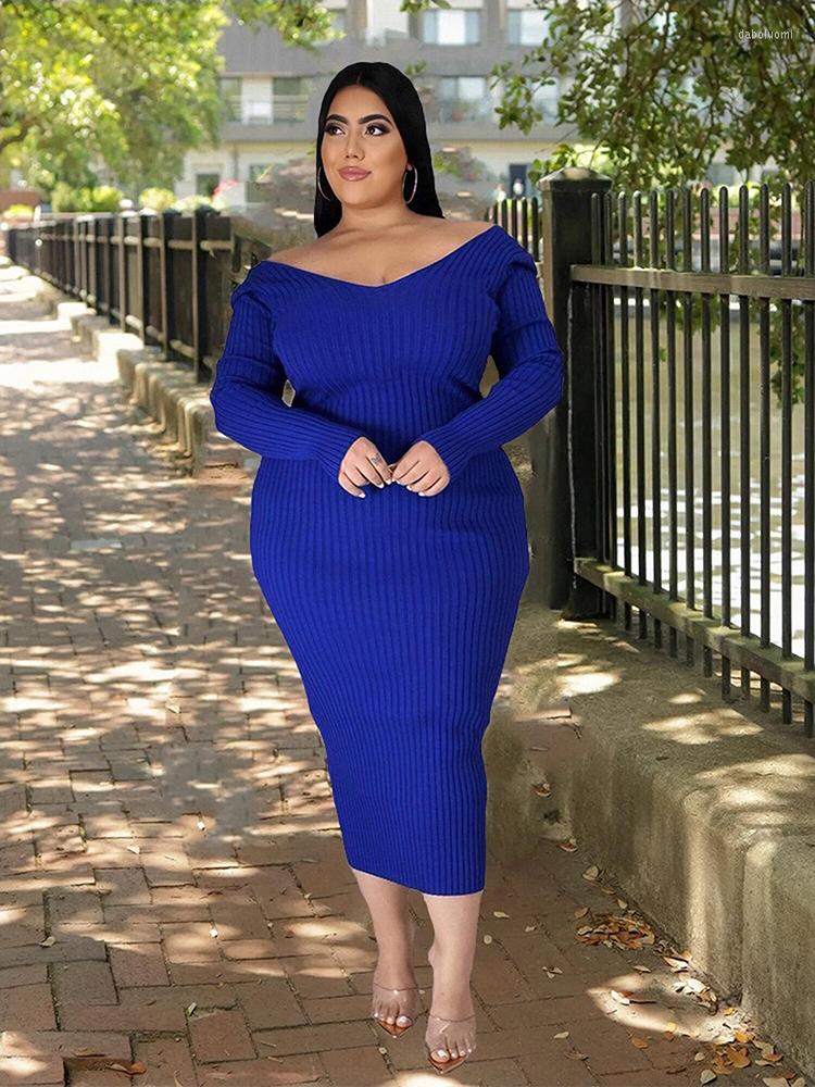 

Plus Size Dresses Ladies Knitted Sweater Dress Midi Long Sleeves Chic And Elegant For Women 4xl 5xl Wholesale Drop, Burgundy