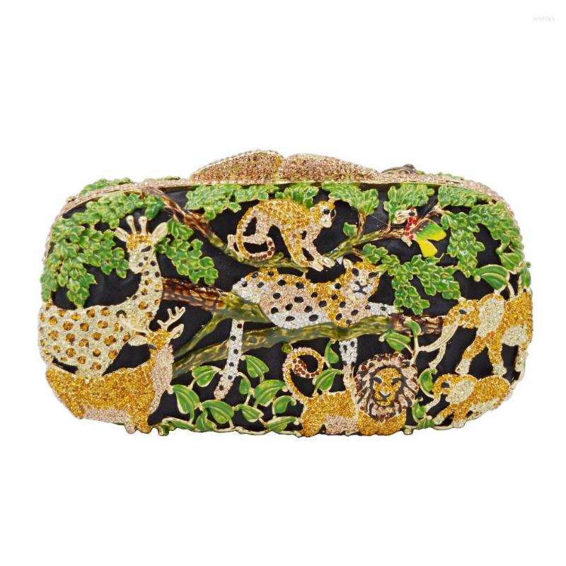

Evening Bags Zoo Inspired Crystal Purse Women Pochette Soiree Monkey Lion Shape Clutches Party Ladies Clutch Bag SC045