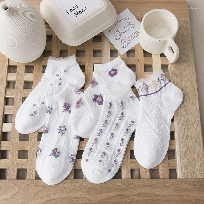 

Women Socks Vintage Lace Spring Summer Woman Small Floral Pack Ankle Harajuku Kawaii Cute Casual Cotton Student Boat SK31