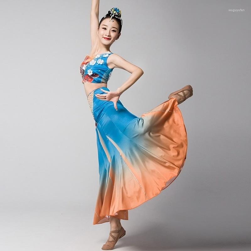 

Stage Wear Women Festival Outfit Dai Dance Costume Traditional Folk Chinese Peacock Performance Clothing Hmong For Adult Dress 12656