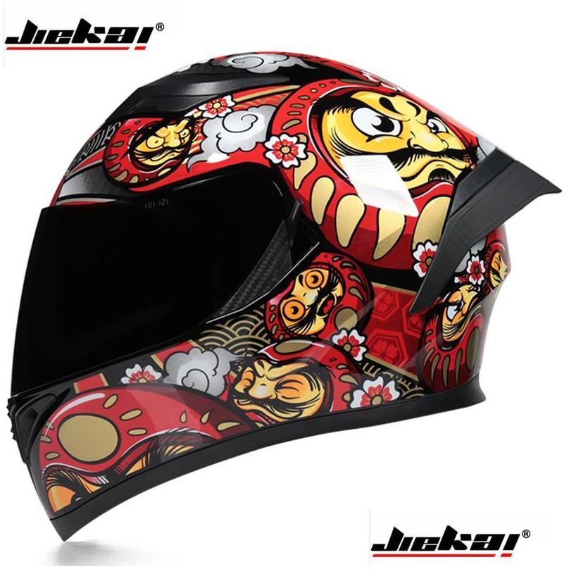 jiekai 316 motorcycle helmet safety full face dual lens racing strong resistance off road dot approved visors helmets