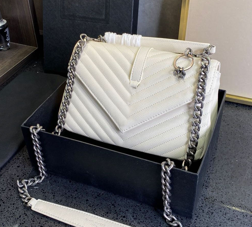 

designers Fashion Flap bags handbags Gold Chain leather crossbody black women Handbag Genuine Leather bag womens quilted shoulder bags, #6 25cm black logo