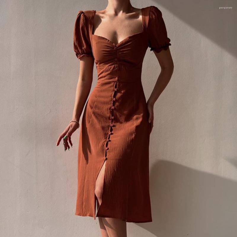 

Party Dresses Midi Dress Chest Wrap Elegant Summer Pure Color, Black