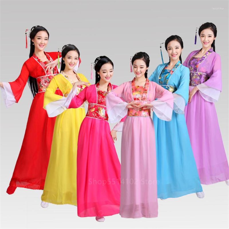 

Stage Wear Ancient Chinese Traditional Woman Hanfu Dress Fairy Elegant Folk Dance Costume Oriental Floral Performance Party Tang Suit, Red